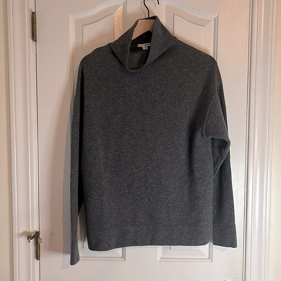 James Perse | Gray Virgin Wool Mockneck Oversized Sweater Small/1 Winter Cozy - Picture 4 of 11